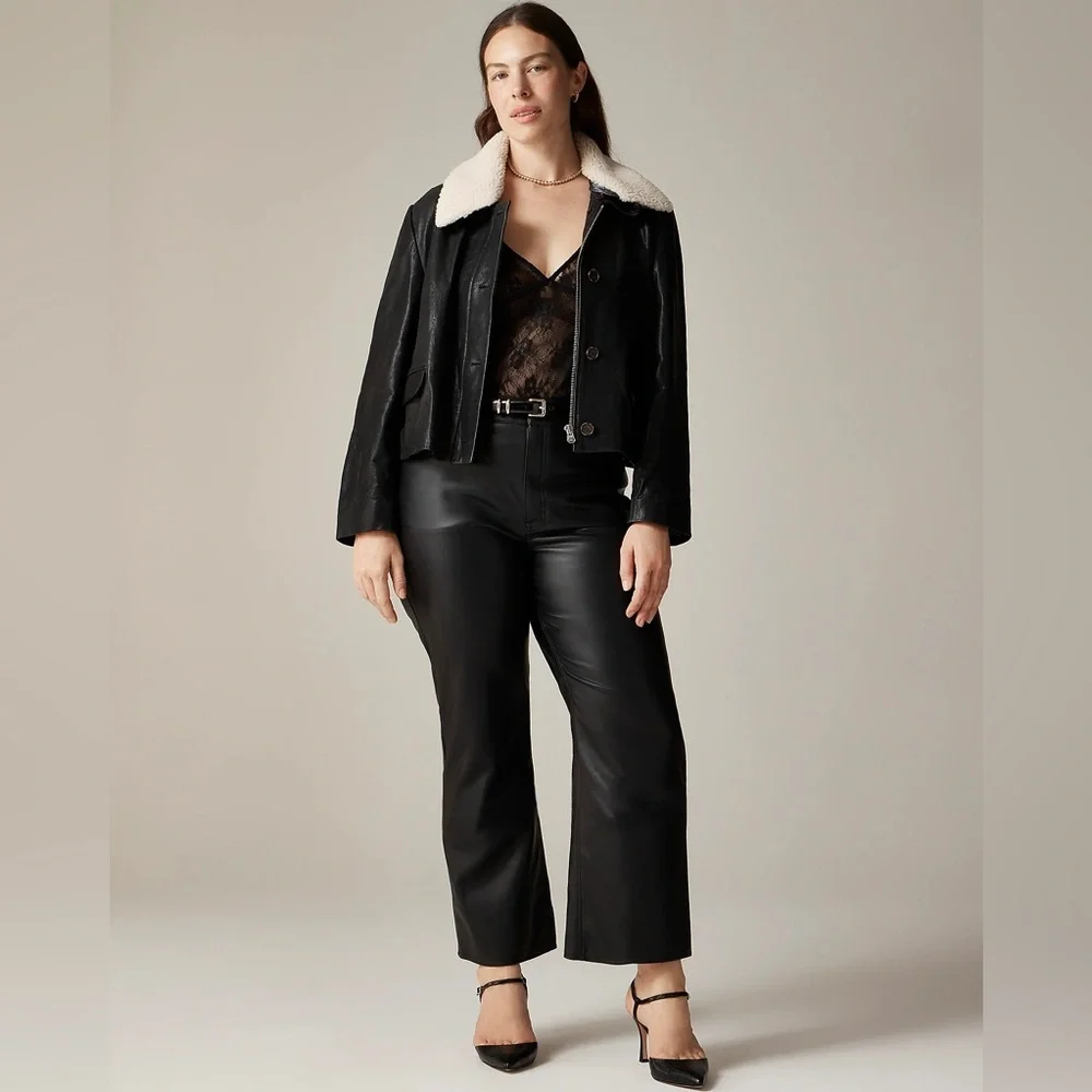 J.Crew Slim wide-leg pant in faux leather BU138